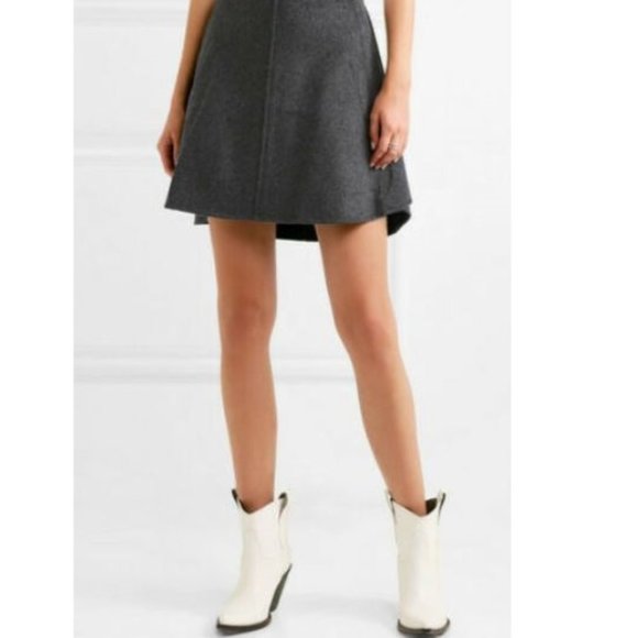 Carven Wool & Cashmere Blend Mini Skirt Grey Size 38 Net-a-Porter - Picture 1 of 7